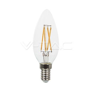 LED Bulb - SAMSUNG CHIP Filament 4W E14 Candle Clear Cover 2700K,  VT-254