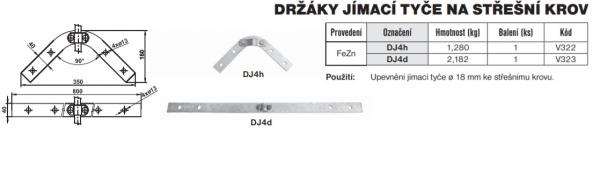 TREMIS V322 - DJ 4h držák jímací tyče na střešní krov, FeZn (hromosvod)