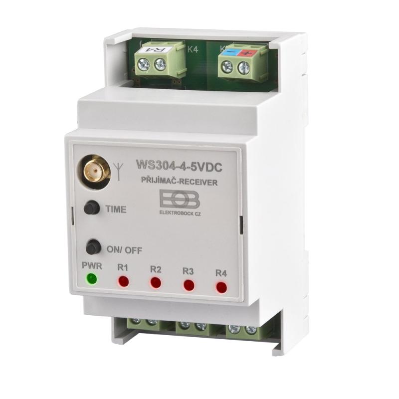 ELEKTROBOCK WS304-4-5VDC - Přijímač na DIN lištu Un-5VDC 4 kanálový (3404)
