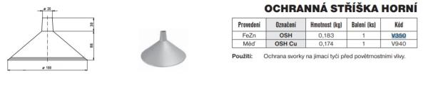 TREMIS V350 - OSH ochranná stříška horní, FeZn (hromosvod)