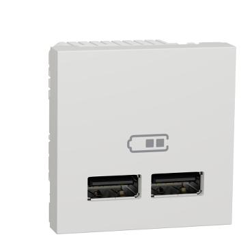 SCHNEIDER Unica NU341818 - Dvojitá nabíjecí zásuvka USB A+A konektor 2.1A, 2M, bílá
