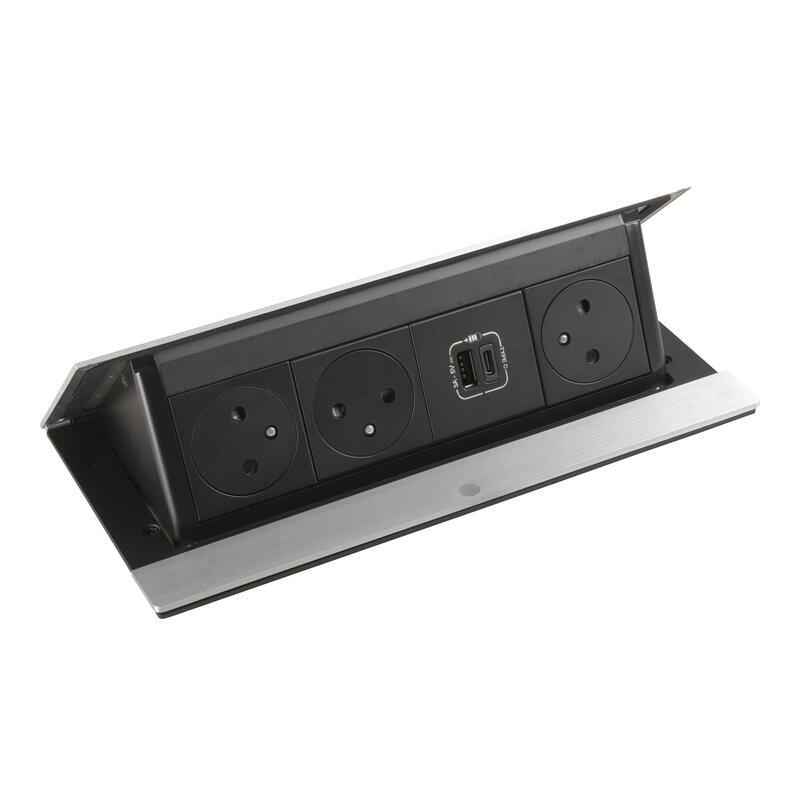 LEGRAND Incara 654820 - Pop-up, výklopná zásuvková krabice, osazená, 8
 mod., hliník
