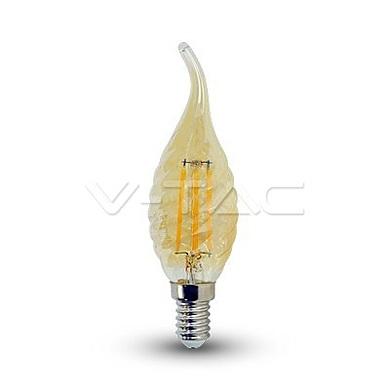 LED Bulb - 4W Filament  E14 Candle Tail Amber 2200K Cover Warm White,  VT-1947