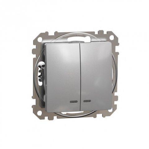 SCHNEIDER Sedna  SDD113105L - Přepínač sériový ř.5 orientační kontrolka, Aluminium