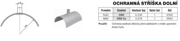 TREMIS V355 - OSD ochranná stříška dolní, FeZn (hromosvod)