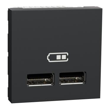 SCHNEIDER Unica NU341854 - Dvojitý nabíjecí USB A+A konektor 2.1A, 2M, antracitová