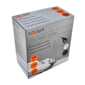 Solight LED stolní lampička, 2.5W, 3000K, clip, bílá barva