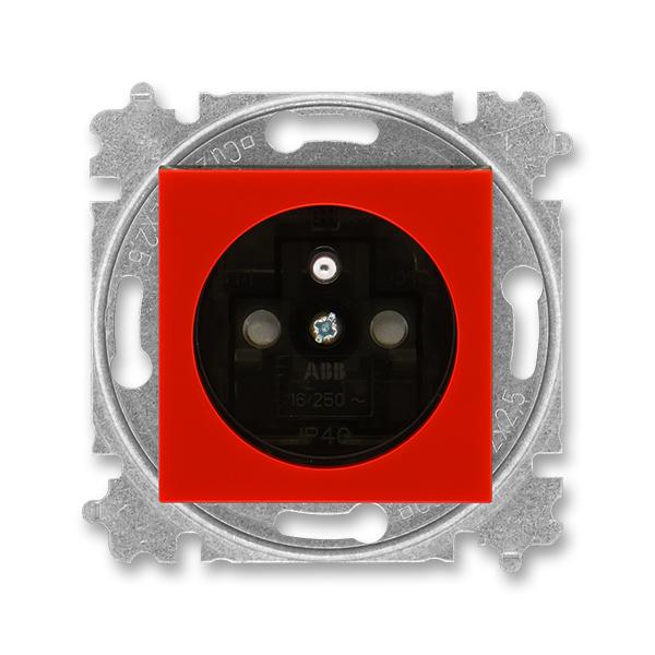 ABB Levit 5519H-A02357 65 Zásuvka jednonásobná, clonky, červená/kouřová černá