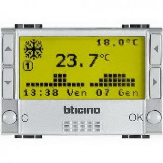 Bticino LIVING.LIGHT NT4451 - Termostat digitální pro topení a klimatizaci, 3M, Tech