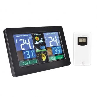 Solight meteostanice, extra velký barevný LCD, teplota, vlhkost, tlak, RCC, černá