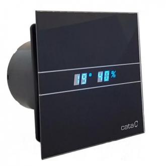 CATA e100 GBTH Ventilátor 100, sklo s ukazatelem teploty a vlhkosti, černý (00900602)