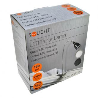 Solight LED stolní lampička, 2.5W, 3000K, clip, černá barva