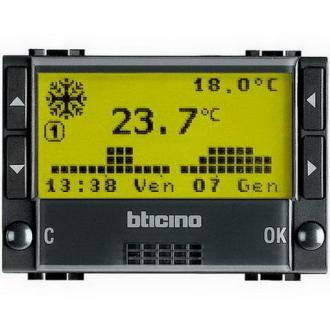 Bticino LIVING.LIGHT L4451 - Termostat digitální pro topení a klimatizaci, 3M, antracit