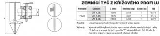 Zemnící tyč hromosvodu, křížový profil TREMIS ZT 1,5k FeZn (V472)