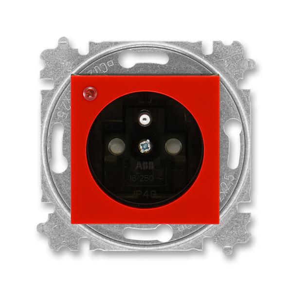 ABB Levit 5599H-A02357 65 Zásuvka s přepěťovou ochranou, červená/kouřová černá