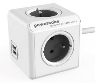 PowerCube Extended USB, prodlužovací zásuvka, 1,5 m, šedá