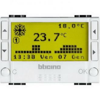 Bticino LIVING.LIGHT N4451 - Termostat digitální pro topení a klimatizaci, 3M, bílá