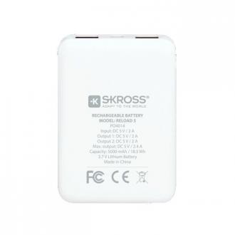 SKROSS powerbank SKROSS Reload 5, 5000mAh, 2x 2A výstup, microUSB kabel, bílý