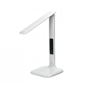 Solight LED stmívatelná stolní lampička s displejem, 6W, volba teploty světla, bílý lesk
